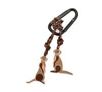 TROIKA Eddie & Manni - KR23-02/BK - Schlüsselanhänger 2x Erdmännchen mit Karabinerhaken - an dekorativem Kletterseil - Aluminium, Emaille, Metallguss, Nylon - braun