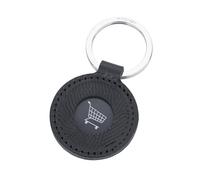 TROIKA Einkaufswagenchip Schlüsselanhänger COIN ADVENTURE hochwertiges italienisches Echtleder - seitliche Öffnung zur Entnahme des Chips - handmade in Italien - Leder - schwarz Original