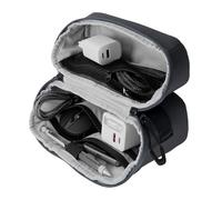 TROIKA Kabeltasche für Elektronikzubehör BLUE CYCLE TECH 2 GO mit 2-Wege Reißverschluss 6 offenen Fächern in verschiedenen Größen für Powerbank, Kabel etc. aus recyceltes Meeresplastik in dunkelgrau