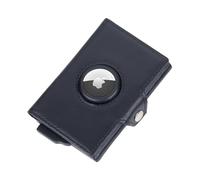 TROIKA Kartenetui mit Aussparung für Apple AirTag® - Mens SMART Wallet - Kartenfach passend für bis zu 7 Karten mit Schiebemechanismus - Schlüsselfach - Banknotenfach - Leder - schwarz Original