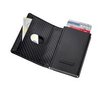 TROIKA Kartenetui mit herausnehmbarem MagSafe Sherlock Home 2-in-1 Wallet mit RFID Schutz Ausleseschutz für 6 Karten - starker Magnet zum Befestigen am Handy aus Kunstleder, Metall in Carbon-Optik