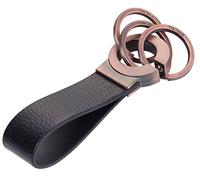 TROIKA KEY-CLICK SCHLÜSSELHALTER - KR8-02/RG - Lederschlaufe, schwarz/rose-gold - Schlüsselanhänger mit 3 Schlüsselringen - praktischer Klick-Verschluss - das Original
