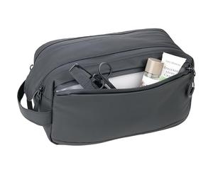TROIKA Kulturbeutel TROIKA BLACK WASHBAG 2 - Hauptfach mit weiter Öffnung - zwei Reißverschlüsse und zusätzlicher Magnet zum Verschließen - Tarpaulin (Plane) - schwarz - TROIKA Original