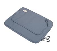 TROIKA Laptoptasche BLUE CYCLE CARRY 2 für Laptop bis 14'' mit Aufprallschutz Kabelfach für Zubehör inkl Elastikbändern Tragegriff und Kofferschlaufe aus recyceltem Meeresplastik rPET dunkelgrau