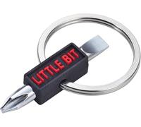 TROIKA LITTLE BIT Schlüsselanhänger mit Doppelbit, Kreuz-/Schlitzschraubenzieher, Silikon-Griff, Silber/Schwarz/Rot