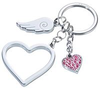 Troika Love Is In The Air - KR17-01/CH - Schlüsselanhänger mit 3 Anhängern - Herz(groß), Herz(klein), Flügel - glänzend - silber - das Original von Troika