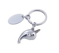 TROIKA NARWAL - KR19-04/MA - Schlüsselanhänger - Einhorn der Meere - mit Metallplättchen (oval) - Metallguss- matt - verchromt - black chrome, silberfarben - TROIKA-Original