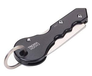 Troika Paketmesser mit kleinem Schlüsselring, 420 Edelstahl, Aluminium, matt, schwarz/silberfarben