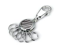 TROIKA PATENT Black & White SCHLÜSSELHALTER - #KYR01-A022 - rund, glänzend - Schlüsselanhänger - Karabiner - 6 ausklinkbare Ringe - Schlüsselorganisation - edles Design - TROIKA-Original