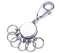 TROIKA PATENT SCHLÜSSELHALTER - KYR60/CH - rund, glänzend verchromt - Schlüsselanhänger mit Karabinerhaken - 6 ausklinkbare Ringe zur Schlüsselorganisation, Unisex, Silber - das Original von TROIKA