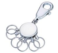 Troika Patent-Schlüsselhalter KYR60/MC - rund, matt verchromt, Karabiner & 6 Ringe