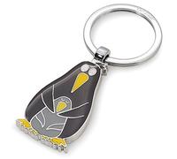 Troika Pinguin und Pingu Schlüsselanhänger aus Emaille/Metall in der Farbe Silber-Schwarz-Gelb, Maße: 8,2cm x 3,5cm x 0,5cm, KR21-07/CH, handlich