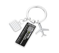 TROIKA Schlüsselanhänger Adressanhänger CODE24 - 3 Charms: Flugzeug, Koffer und Plakette - Inkl. 2 Jahre kostenlosem Fundservice nach Registrierung - Metallguss - verchromt - silberfarben