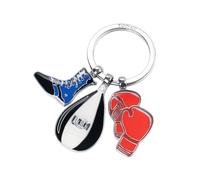 TROIKA Schlüsselanhänger Boxsack Boxhandschuhe und Boxschuh - BOXEN - sportlicher keyring gym style, hochwertiger Metallguss, echte Emaille - inkl. Schlüsselring - verchromt Original