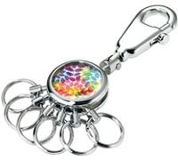 TROIKA COLOURFUL LEAVES SCHLÜSSELHALTER - #KYR01-A084 - glänzend - Schlüsselanhänger - Karabinerhaken - 6 ausklinkbare Ringe - Schlüsselorganisation - filigranes Design - TROIKA-Original