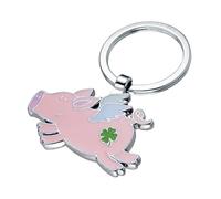 TROIKA Schlüsselanhänger Glücksbringer fliegendes Glücksschwein LUCKY PIG aus Emaille, Metallguss verchromt in rosa als Geschenk Glücksschwein