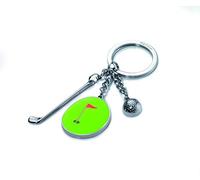 TROIKA Schlüsselanhänger ,HOLE IN ONE" - KR11-33/CH - Golf Schlüsselhalter - 3 Charms: Golfball, Golfschläger, Putting Green mit Fähnchen - Metall / Emaille - das Original von TROIKA