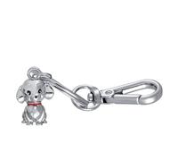 TROIKA Schlüsselanhänger Hund TINY PUPPY Taschenanhänger mit Karabiner kleiner Hund aus Metallguss verchromt silberfarben als Geschenk für Hundeliebhaber