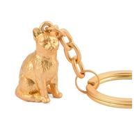 TROIKA Schlüsselanhänger Katze CLEOPATRA - Schlüsselring - Metallguss - verchromt - goldfarben Original