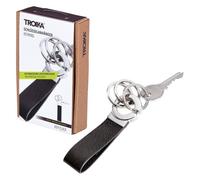 TROIKA KEY-CLICK SCHLÜSSELHALTER - KR8-02/LE - Lederschlaufe, schwarz - Schlüsselanhänger mit 3 Schlüsselringen - praktischer "Klick-Verschluss" - das Original von TROIKA