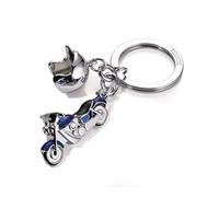TROIKA Schlüsselanhänger ,KEY CRUISING" - KR13-23/CH - Motorrad mit Helm in blau - mit SWAROVSKI® Kristall als Lampe - Moped, Motorrad, Zweirad - Biker - glänzend - das Original von TROIKA