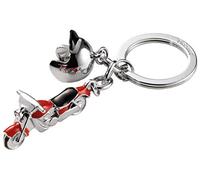 TROIKA Schlüsselanhänger ,,KEY CRUISING" - KR13-23/RD - Motorrad mit Helm in rot - mit SWAROVSKI® Kristall als Lampe - Moped, Motorrad, Zweirad - Biker - glänzend - das Original von TROIKA