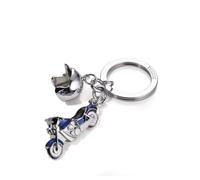 TROIKA Schlüsselanhänger ,KEY CRUISING" - KR13-23/CH - Motorrad mit Helm in blau - mit SWAROVSKI® Kristall als Lampe - Moped, Motorrad, Zweirad - Biker - glänzend - das Original von TROIKA