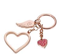 Troika Schlüsselanhänger mit 3 Anhängern Herz groß, Herz klein Flügel rose-gold