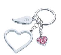 Troika Love Is In The Air - KR17-01/CH - Schlüsselanhänger mit 3 Anhängern - Herz(groß), Herz(klein), Flügel - glänzend - silber - das Original von Troika