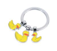 TROIKA Schlüsselanhänger mit 3 Anhängern, gelbe Enten - YELLOW DUCK - Emaille, Metallguss - verchromt - gelb Original