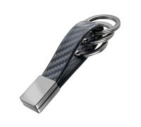 TROIKA Schlüsselanhänger mit 3 Schlüsselringen TWISTER CARBON mit eckigem Twist-Verschluss Kunstlederschlaufe in Carbon Optik aus Metall und Polyurethan - cleveres Design, zuverlässiger Begleiter
