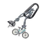 TROIKA Schlüsselanhänger mit Karabinerhaken - E-BIKE - 2 Anhänger an dekorativem Kletterseil: Fahrrad, Helm - Aluminium, Emaille, Metallguss, Nylon - grau, petrol, schwarz Original