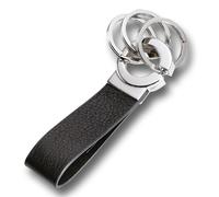 TROIKA KEY-CLICK SCHLÜSSELHALTER - KR8-02/LE - Lederschlaufe, schwarz - Schlüsselanhänger mit 3 Schlüsselringen - praktischer "Klick-Verschluss" - das Original von TROIKA