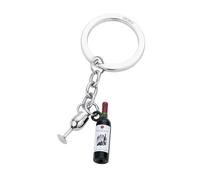 TROIKA Schlüsselanhänger mit Weinflasche und Weinglas BORDEAUX aus Metallguss Schlüsselanhänger für Weinliebhaber, verchromt, dunkelgrün und silberfarben Original