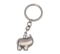 TROIKA Schlüsselanhänger Nashorn - HAPPY RHINO - Rundliches, gut gelauntes Rhinozeros, Schlüsselring Keychain Tier niedliches Geschenk - Metallguss - verchromt - gunmetal Original