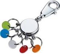 TROIKA PATENT SCHLÜSSELHALTER - KYR61/CH - rund, glänzend - Schlüsselanhänger - Karabinerhaken - 6 ausklinkbare Ringe - farbige Plättchen zur Zuordnung der Schlüssel - TROIKA-Original