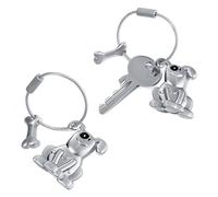 TROIKA Schlüsselanhänger PETE - KR10-2/MA - 3D-Metallguss, matt verchromt - Schlüsselanhänger "Hund mit Knochen" - das Original von TROIKA