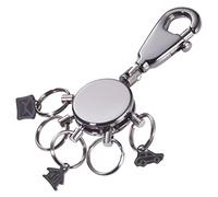 TROIKA Schlüsselanhänger, rund, inkl. Karabinerhaken, 5 ausklinkbare Ringe, 3 davon mit Motiv-Anhänger (Haus, Brief, Auto) zur Schlüsselorganisation, Messing, glänzend, black chrome, KYR62/GM, 5 ringe