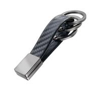 TROIKA Schlüsselanhänger mit 3 Schlüsselringen TWISTER CARBON mit eckigem Twist-Verschluss Kunstlederschlaufe in Carbon Optik aus Metall und Polyurethan - cleveres Design, zuverlässiger Begleiter
