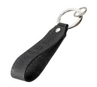 TROIKA Schlüsselanhänger VW GOLF 1974 REIFENPROFIL Lederschlaufe einfaches Anbringen der Schlüssel dank patentiertem Öffnungsmechanismus NAIL GUARD aus Leder Made in Germany Farbe schwarz