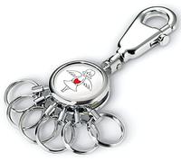 TROIKA SCHUTZENGEL - -TB-KYR01-A184 - Schlüsselanhänger mit Karabinerhaken - 6 auswechselbare Ringe - Schutzengel, Geschenk für Fahranfänger - Metall- glänzend - verchromt - weiß Original
