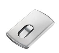 TROIKA SLIDE KARTENETUI - CDC30/ST - Visitenkartenspender mit Feder - Ferderung - für 10 Visitenkarten/Kreditkarten - Edelstahl - silber - das TROIKA-Original