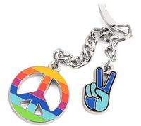 Troika Small Peace Schlüsselanhänger mit 2-Anhänger aus Metall in der Farbe Bunt, KR22-68/CH