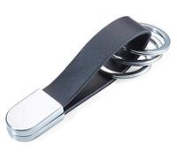 TROIKA TWISTER STYLE - KRG749/LE - Schlüsselanhänger mit abgerundetem "Twist-Verschluss" - Lederband - Lederschlaufe - 3 Schlüsselringe - matt - verchromt - schwarz - TROIKA-Original