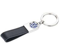 Troika Schlüsselanhänger VW-Logo, Lederschlaufe - VW LEATHER - Leder, Metall - blau, schwarz, silberfarben Original