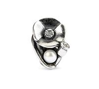 Trollbeads Damen-Bead Poppies of August 925 Sterling Silber Weiß TAGBE-00034