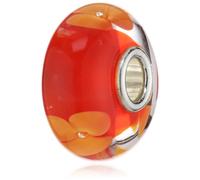 TrollBeads Damen-Bead Pfirsich Blume Glas 925 Sterling Silber TGLBE-10139