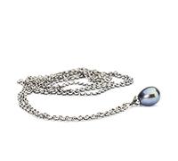 Trollbeads Fantasy Halskette mit Pfauen Perle aus Sterling-Silber in der Farbe Silber-Blau, Länge: 60cm, TAGFA-00056