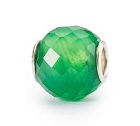 Trollbeads Runder Edelstein, facettiert (Grüner Onyx)