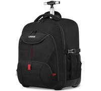 Trolley Rucksack 55x36x25 cm, Business Rolling Reiserucksack mit Rollen Handgepäck Groß Rucksack Laptoptasche Rollkoffer für Herren Damen Aktenkoffer für Reisen, Passend für 18,4'' Laptops, Schwarz